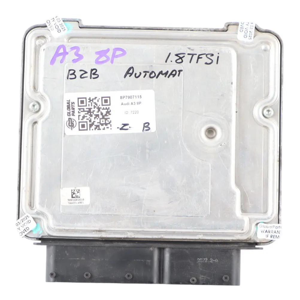 BZB 160HP Engine Control Unit Module ECU Automatic to Audi A3 8P 1.8 TFSI with Part number 8P7907115 Audi A3 8P 1.8 TFSI BZB 160HP Engine Control Unit Module ECU Automatic - SKU 8P7907115 - Part number 8P7907115