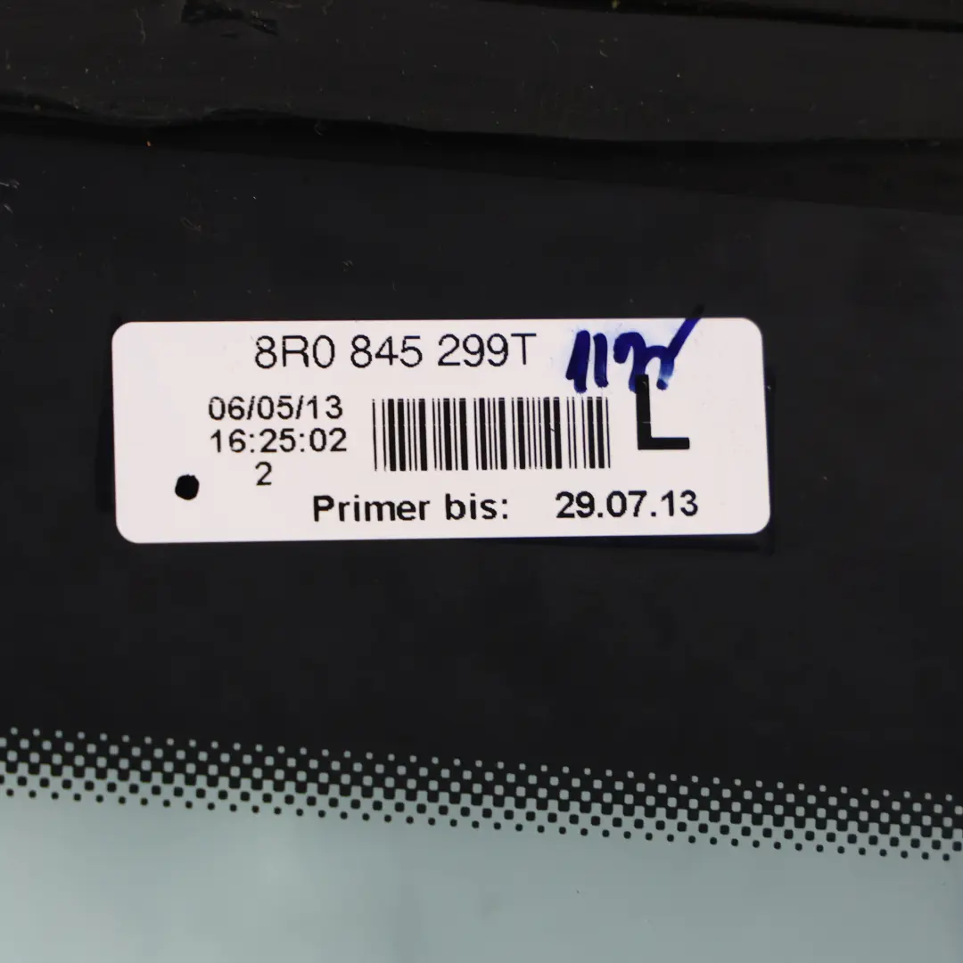 Cristal Trasero Fijo Izquierdo AS2 para Audi Q5 8R con número de pieza 8R0845299T Audi Q5 8R Cristal Trasero Fijo Izquierdo AS2 - SKU 8R0845299T - Número de pieza 8R0845299T