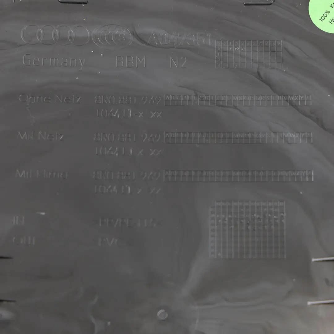 Audi A7 4G8 Osłona Obudowa Obicie Tylna Fotela Przód Lewo Prawo - SKU 8R0881969H - Numer Części 8R0881969H