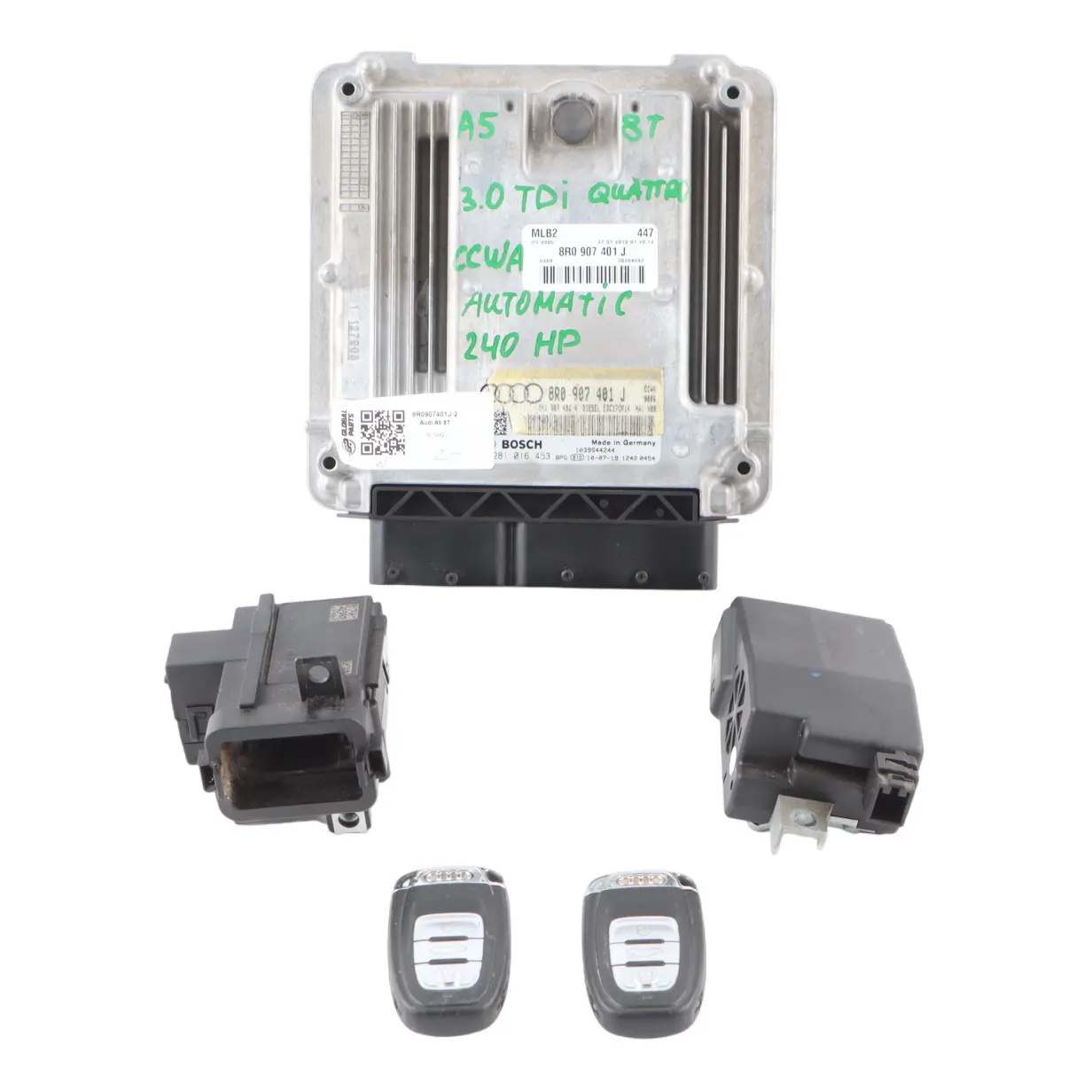 Audi A5 8T 3.0 TDI CCWA 240HP Quattro Engine ECU Kit Ignition + 2 Key 04L907445G