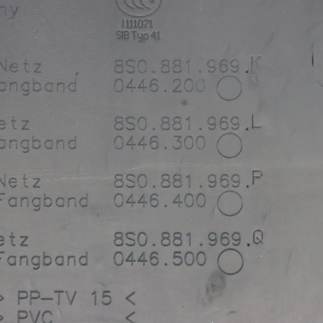 Audi S4 B9 Pokrywa Obudowa Osłona Fotela Tył Lewo Prawo - SKU 8S0881969K - Numer Części 8S0881969K