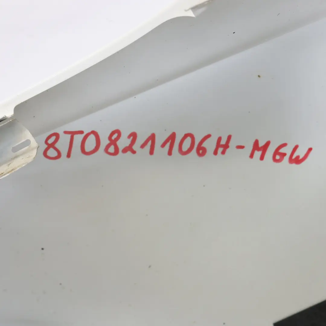 Panel Lateral Delantero Derecho Guardabarros Glacier White Pearl S9R para Audi A5 8T con número de pieza 8T0821106H Audi A5 8T Panel Lateral Delantero Derecho Guardabarros Glacier White Pearl S9R - SKU 8T0821106H-MGW - Número de pieza 8T0821106H