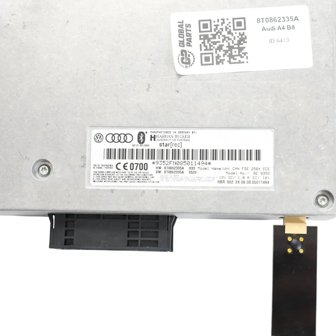 Módulo De Interfaz Bluetooth Unidad De Control ECU para Audi A4 B8 con número de pieza 8T0862335A Audi A4 B8 Módulo De Interfaz Bluetooth Unidad De Control ECU - SKU 8T0862335A - Número de pieza 8T0862335A