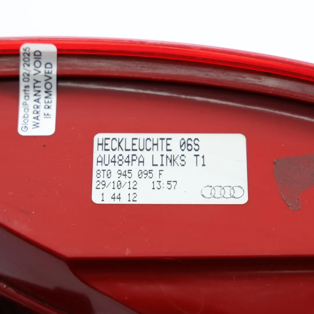 Luz Trasera Izquierda Exterior 8T0945095 para Audi A5 8T con número de pieza 8T0945095F Audi A5 8T Luz Trasera Izquierda Exterior 8T0945095 - SKU 8T0945095F - Número de pieza 8T0945095F