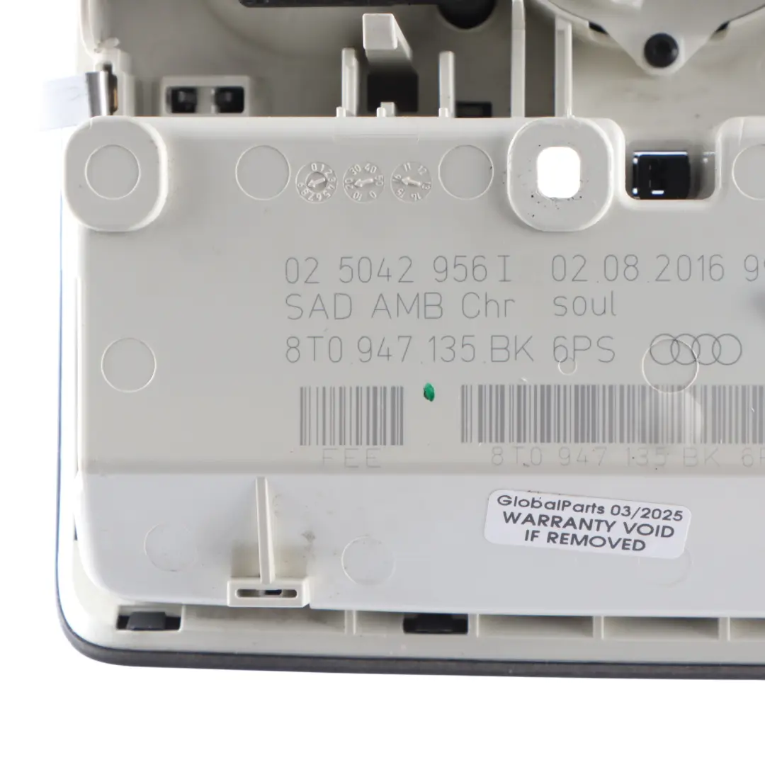 Audi A5 8T Front Roof Reading Courtesy Light Interior Lamp Panel - SKU 8T0947135BK-2 - Part number 8T0947135BK