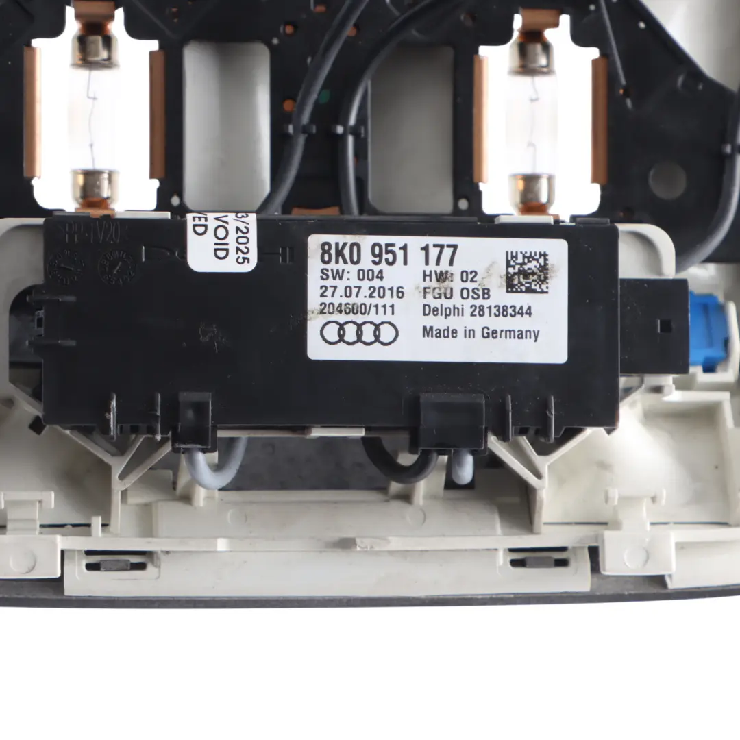 Audi A5 8T Front Roof Reading Courtesy Light Interior Lamp Panel - SKU 8T0947135BK-2 - Part number 8T0947135BK