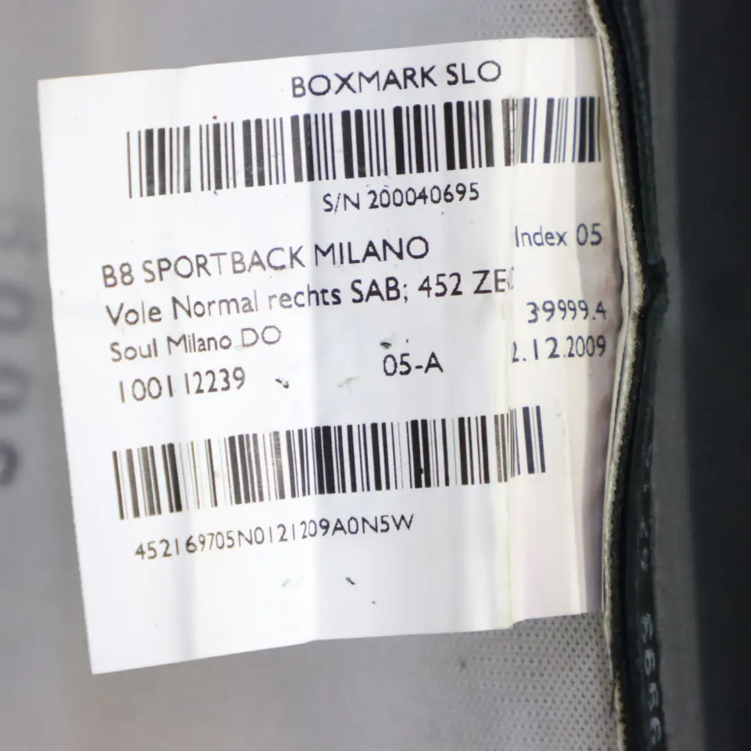 Audi A5 8T Vorder Sitz Rückenlehne Abdeckung Stoff Rechts Leder - SKU 8T8881806Q - Teilenummer 8T8881806Q