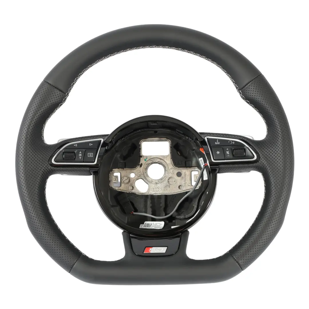 Volant Cuir Noir Neuf Palettes Changement Vitesse Fond Plat Audi S3 8V - SKU 8V0419091J-1 - Numéro de pièce 8V0419091J