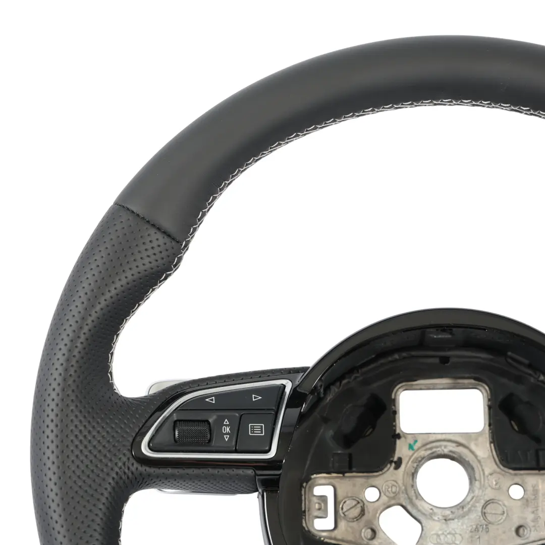 Volant Cuir Noir Neuf Palettes Changement Vitesse Fond Plat Audi S3 8V - SKU 8V0419091J-1 - Numéro de pièce 8V0419091J