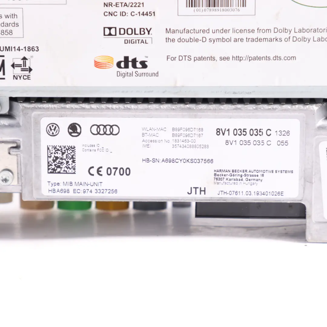 MMI Multimedia Audi A3 S4 RS3 8V Navigation Control Head Unit to with Part number 8V1035035C MMI Multimedia Audi A3 S4 RS3 8V Navigation Control Head Unit - SKU 8V1035035C - Part number 8V1035035C