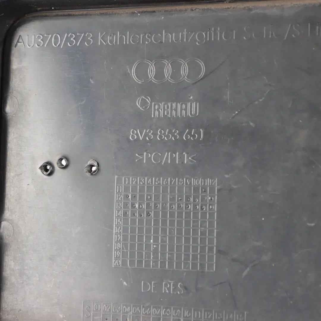 Bumper Grille Front Trim Panel Cover Centre Emblem to Audi A3 8V with Part number 8V3853651 Audi A3 8V Bumper Grille Front Trim Panel Cover Centre Emblem - SKU 8V3853651 - Part number 8V3853651