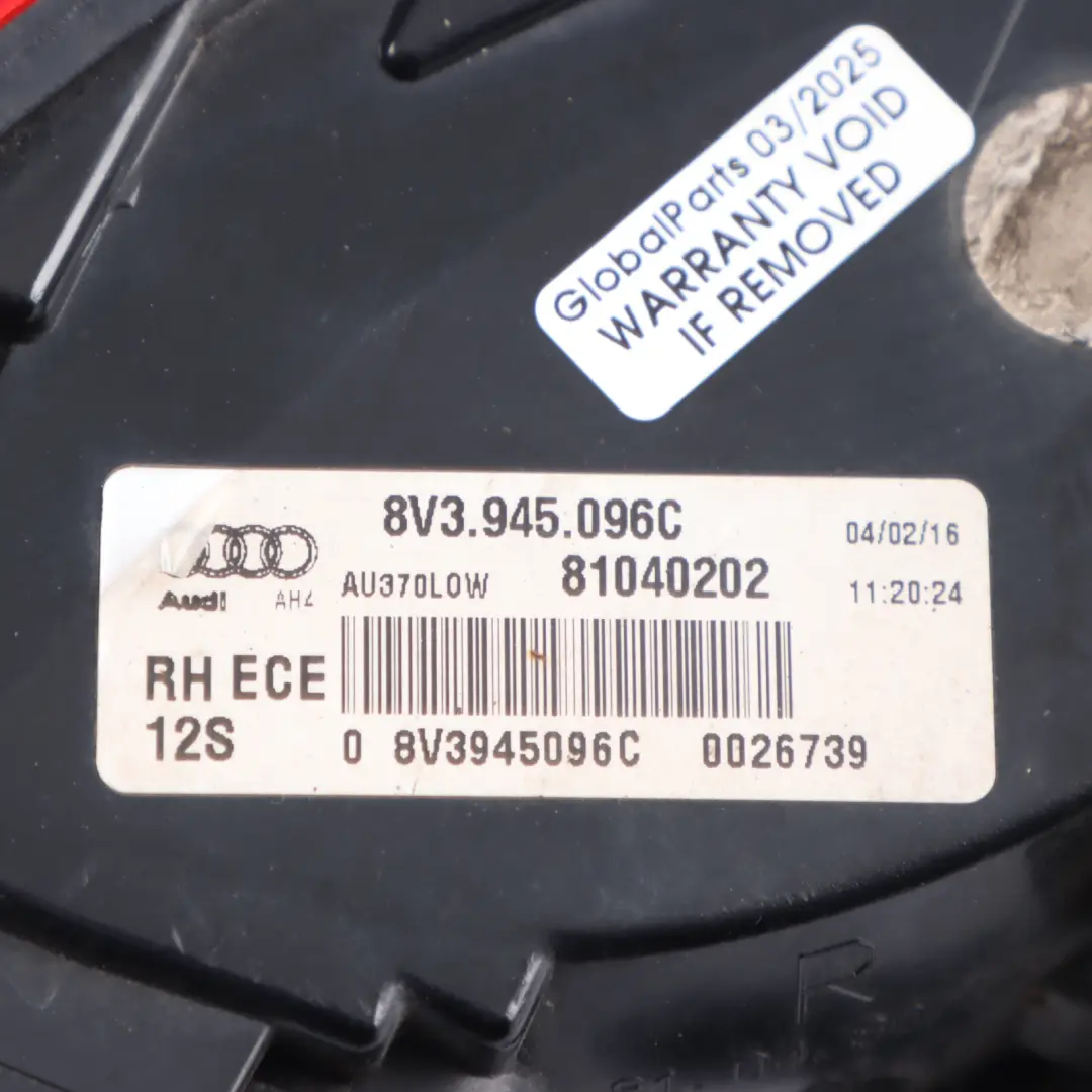 Tail Light Outer Lamp Boot Light Right O/S to Audi A3 8V Rear with Part number 8V3945096C Audi A3 8V Rear Tail Light Outer Lamp Boot Light Right O/S - SKU 8V3945096C-1 - Part number 8V3945096C