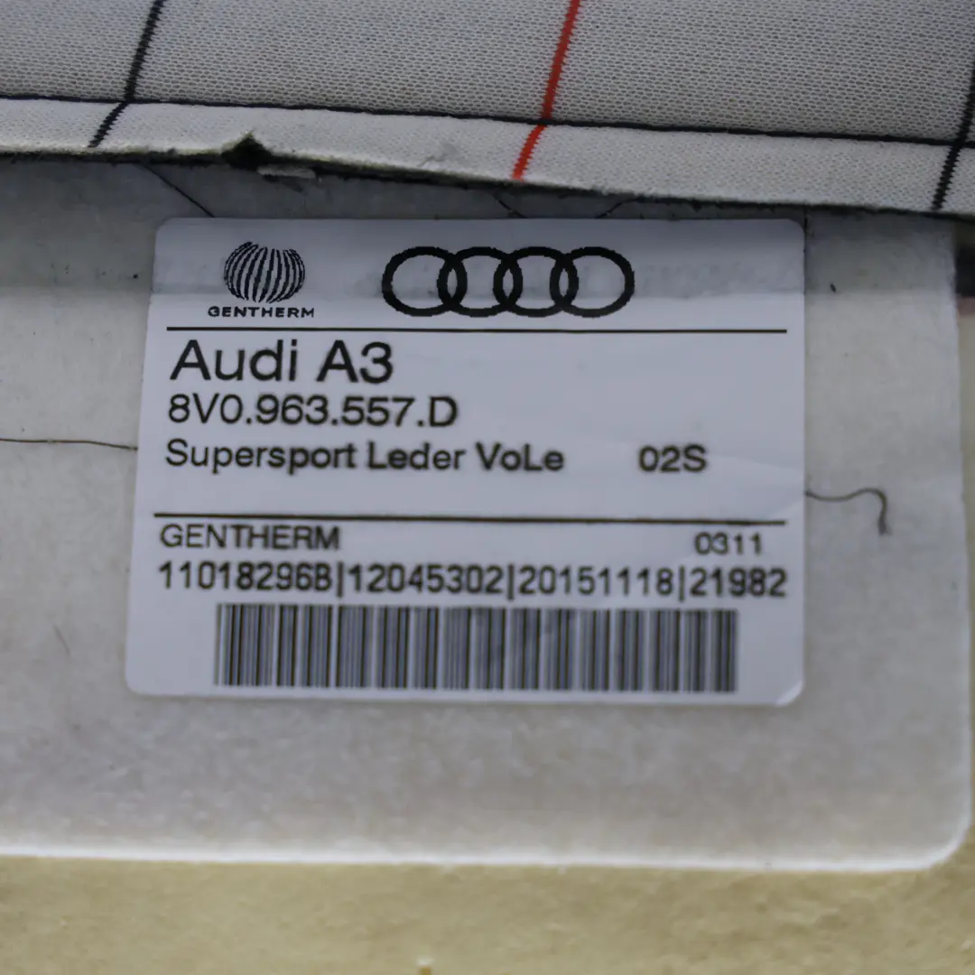 Audi S3 8V Front Seat Back Rest Cover S Line Cushion Right O/S - SKU 8V4881806P - Part number 8V4881806P