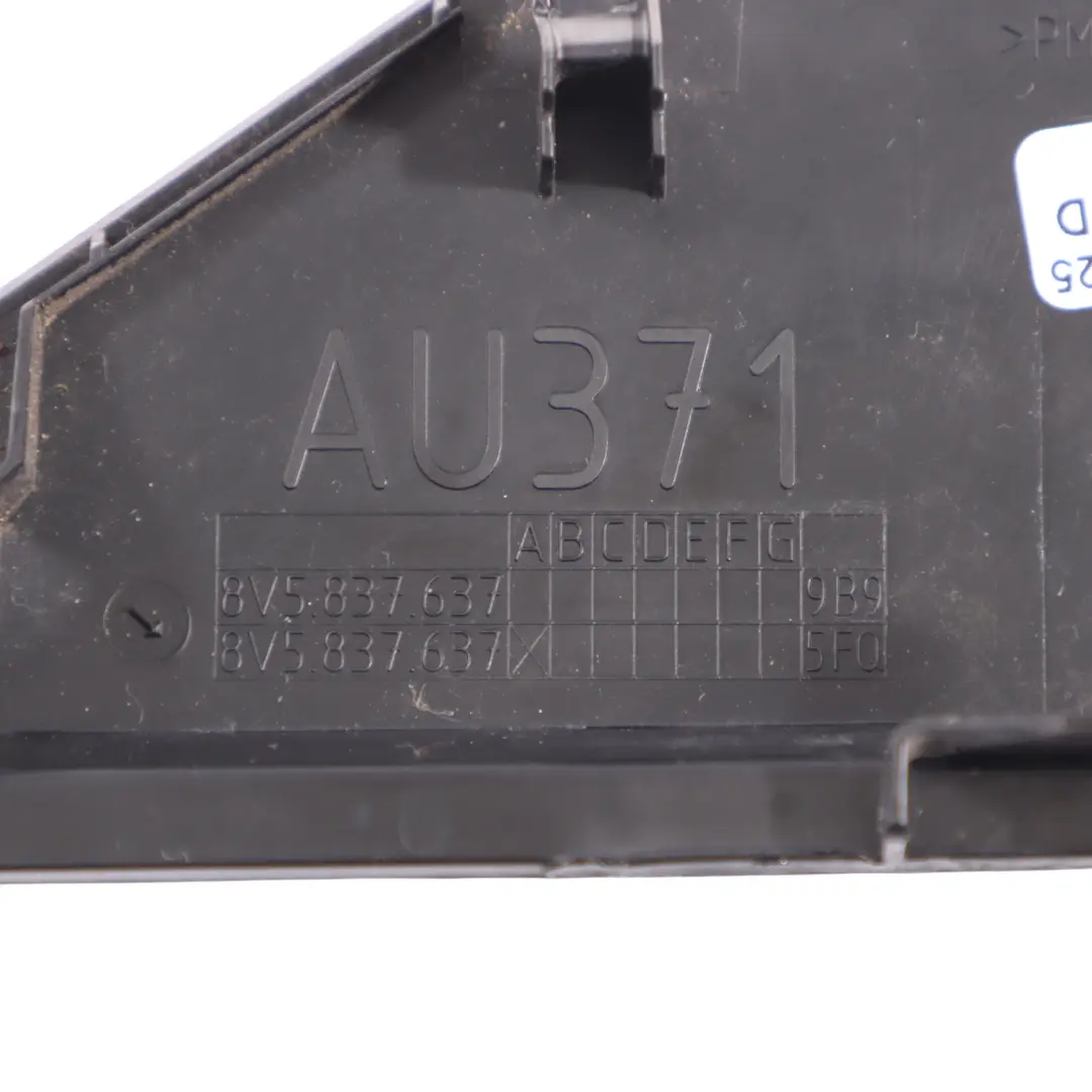 Triangle Cover Trim Front Door Left N/S Exterior Black to Audi A3 8V with Part number 8V5837637 Audi A3 8V Triangle Cover Trim Front Door Left N/S Exterior Black - SKU 8V5837637 - Part number 8V5837637