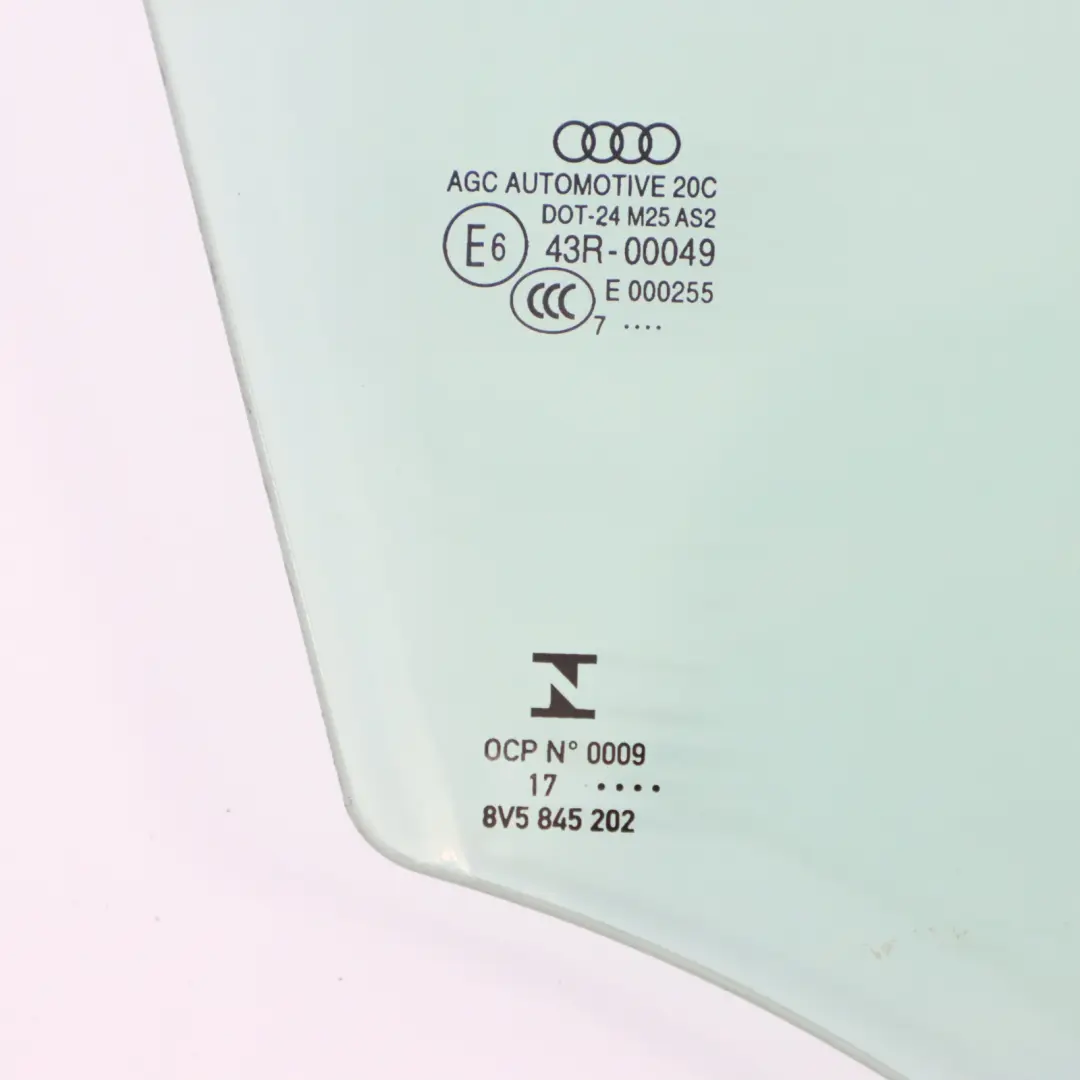 Audi A3 8V Cristal Ventana Lateral Delantera Derecha AS2 - SKU 8V5845202 - Número de pieza 8V5845202