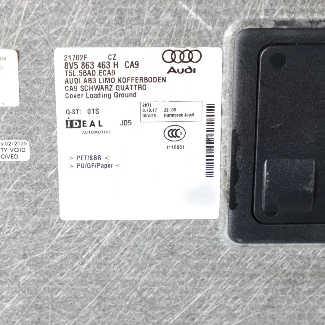 Audi A3 8V Saloon Boot Floor Panel Trim Covering Black - SKU 8V5863463H - Part number 8V5863463H