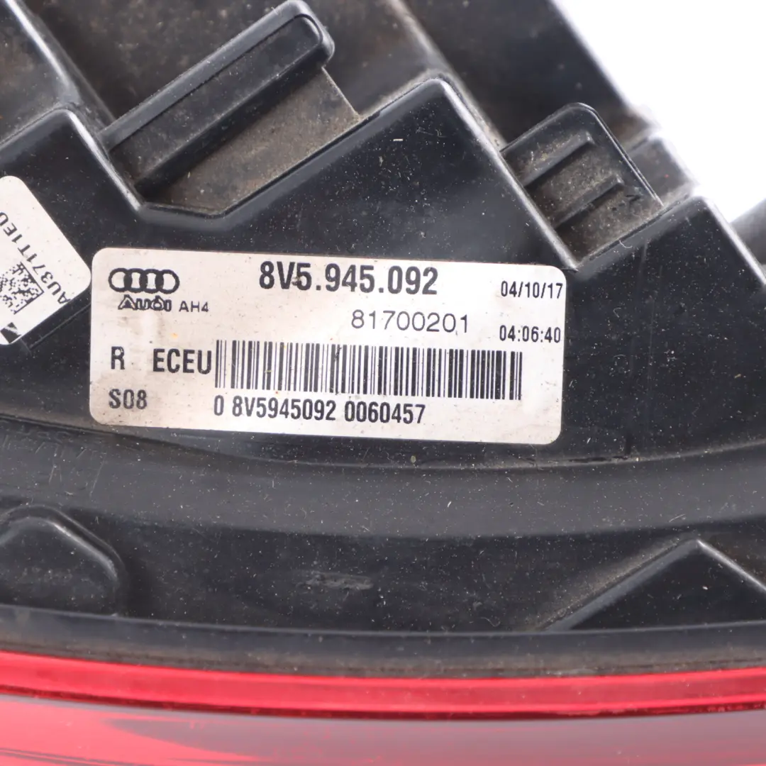 Tail Light Lamp Side Panel Rear Right O/S Taillight to Audi A3 8V with Part number 8V5945092 Audi A3 8V Tail Light Lamp Side Panel Rear Right O/S Taillight - SKU 8V5945092 - Part number 8V5945092