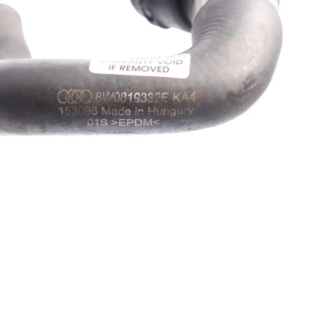 Przewód Rura Wąż Wody do Audi A4 S4 B9 3.0 TFSI o numerze 8W0819332E Audi A4 S4 B9 3.0 TFSI Przewód Rura Wąż Wody - SKU 8W0819332E - Numer Części 8W0819332E