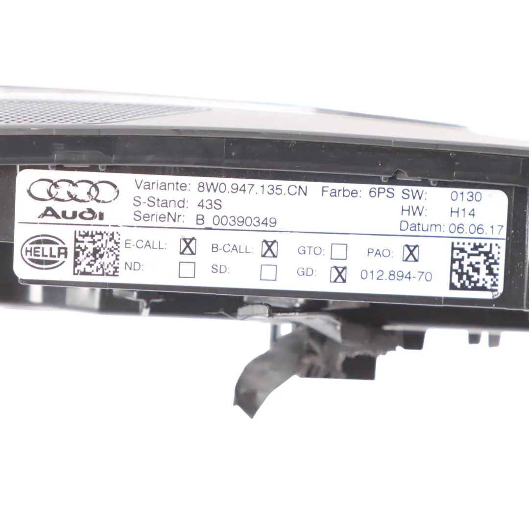 Audi S4 B9 Interrupteur D'Éclairage Intérieur Plafonnier Gris - SKU 8W0947135CN - Numéro de pièce 8W0947135CN