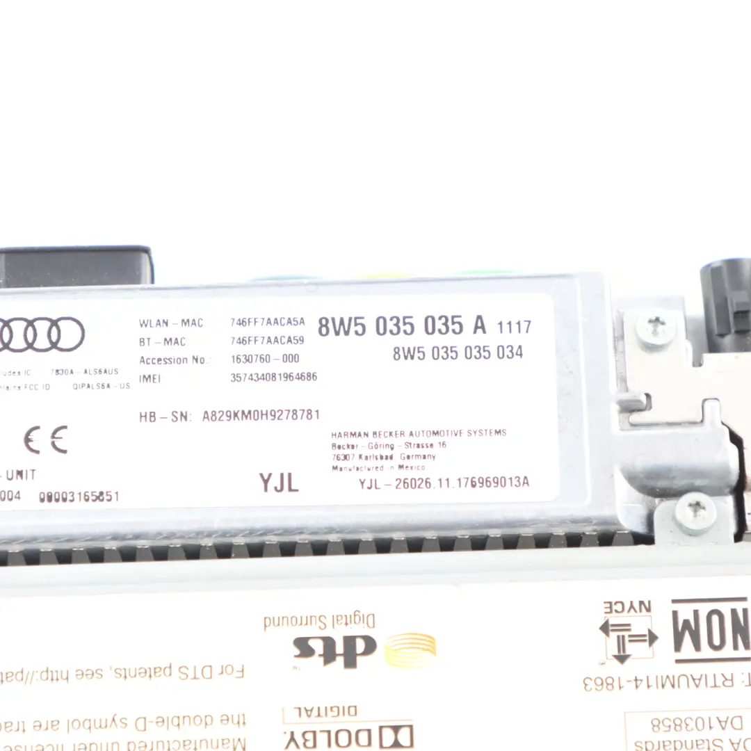  MMI Multimedia Audi A4 B9 A5 F5 Q5 FY Navigation Control Head Unit - SKU 8W5035035A - Part number 8W5035035A