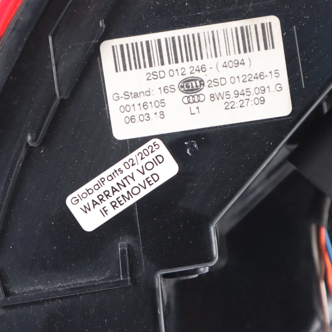 Tail Light Lamp Side Panel Rear Left N/S Taillight to Audi A4 B9 with Part number 8W5945091G Audi A4 B9 Tail Light Lamp Side Panel Rear Left N/S Taillight - SKU 8W5945091G-1 - Part number 8W5945091G