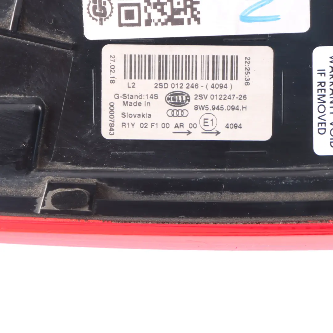 Tail Lamp Light Trunk Lid Tailgate Inner Right O/S to Audi A4 B9 Rear with Part number 8W5945094H Audi A4 B9 Rear Tail Lamp Light Trunk Lid Tailgate Inner Right O/S - SKU 8W5945094H - Part number 8W5945094H