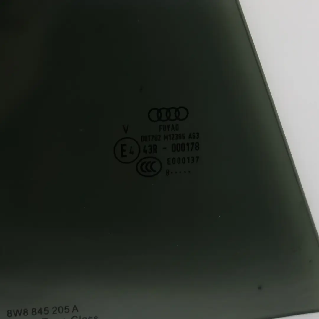 Puerta Trasera Ventana Lateral Cristal Izquierdo AS3 para Audi A5 F5 con número de pieza 8W8845205A Audi A5 F5 Puerta Trasera Ventana Lateral Cristal Izquierdo AS3 - SKU 8W8845205A - Número de pieza 8W8845205A