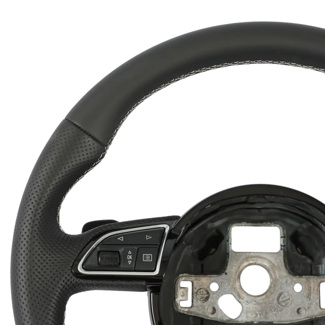 Audi A6 C7 S-Line NEW Black Leather Steering Wheel Flat Bottom - SKU 8XA419091C-1 - Part number 8XA419091C
