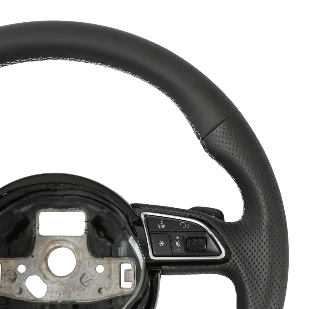 Audi A6 C7 S-Line NEW Black Leather Steering Wheel Flat Bottom - SKU 8XA419091C-1 - Part number 8XA419091C