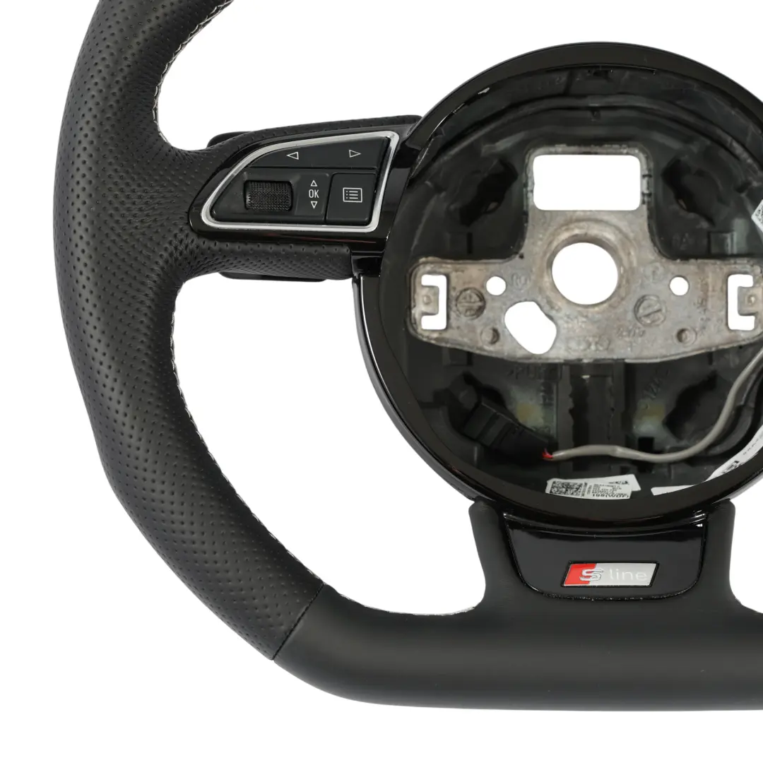Audi A6 C7 S-Line NEW Black Leather Steering Wheel Flat Bottom - SKU 8XA419091C-1 - Part number 8XA419091C