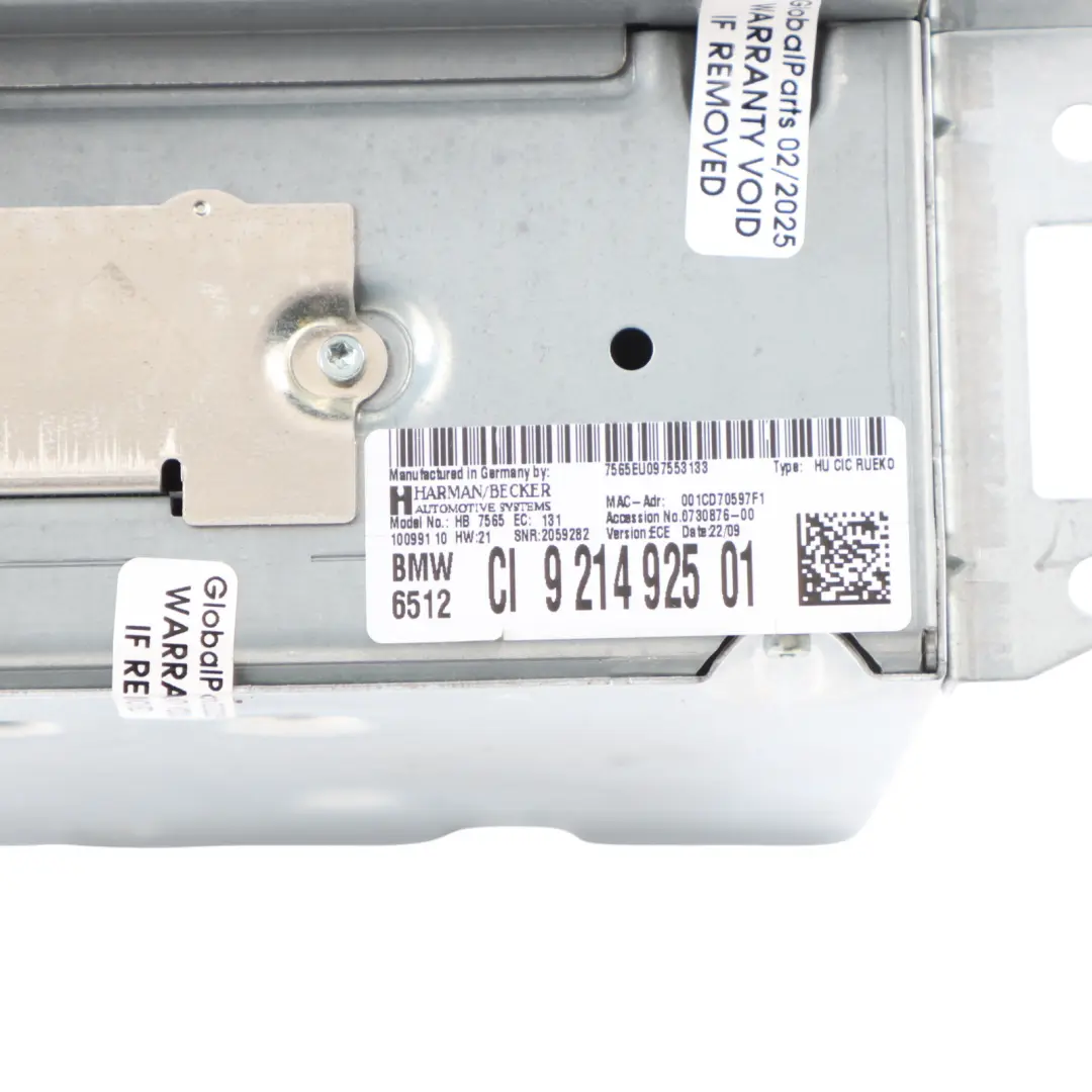 BMW E60 E61 CIC Professional Sistema Navegación Controlador Unidad - SKU 9214925 - Número de pieza 9214925