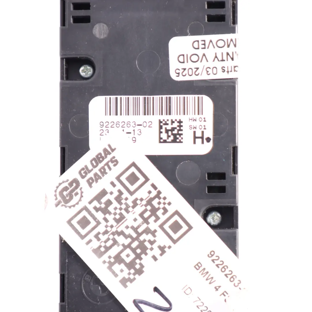 Window Lifter Switch BMW F23 F33 Driver Side Mirror Control Panel Black to with Part number 9226263 Window Lifter Switch BMW F23 F33 Driver Side Mirror Control Panel Black - SKU 9226263-1 - Part number 9226263