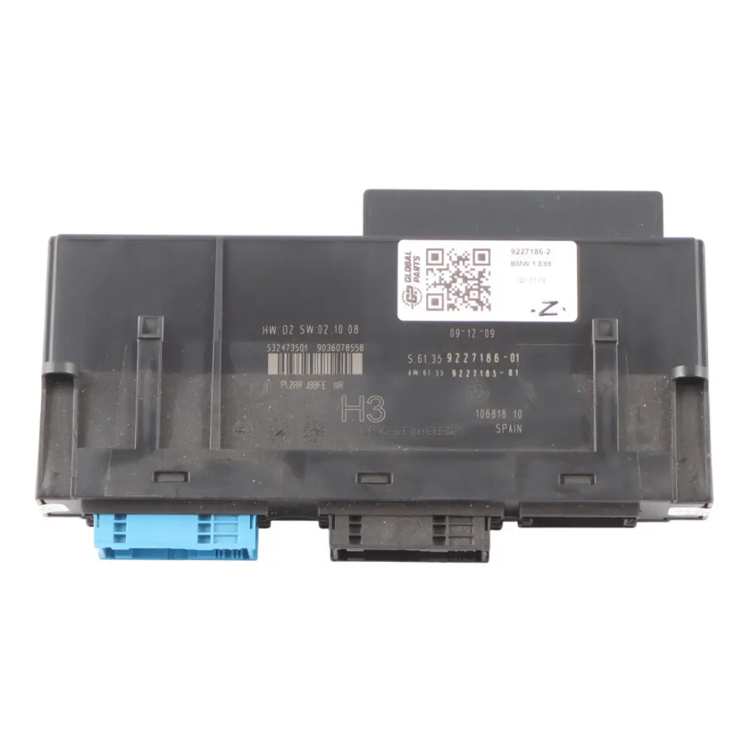 Body Control Module Unit PL2RR JBBFE IIIR H3 Junction Box to BMW E88 BCM with Part number 9227186 BMW E88 BCM Body Control Module Unit PL2RR JBBFE IIIR H3 Junction Box - SKU 9227186-2 - Part number 9227186