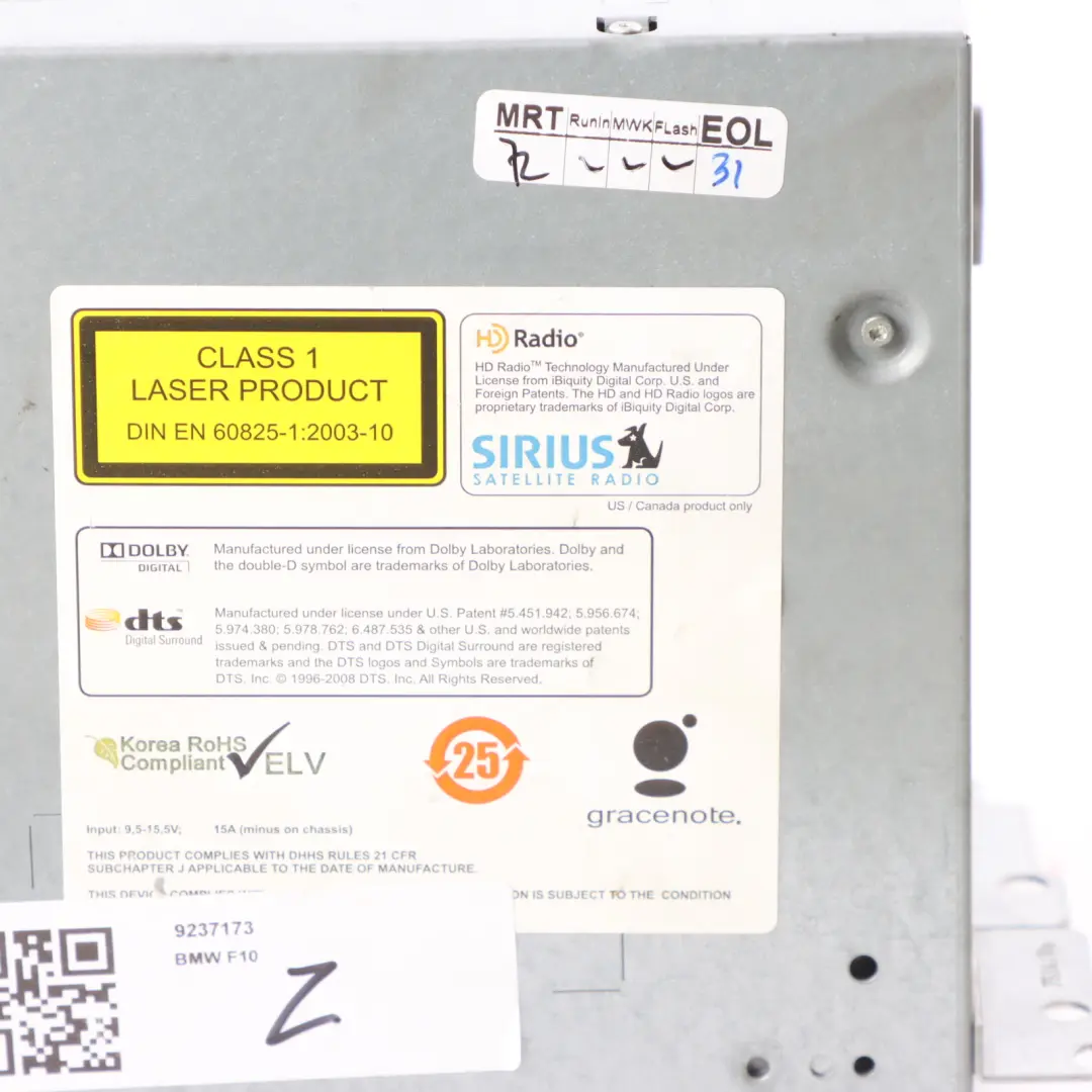 CIC Professional Unit Sat Nav Infotainment Radio Player Head to BMW F10 with Part number 9237173 BMW F10 CIC Professional Unit Sat Nav Infotainment Radio Player Head - SKU 9237173 - Part number 9237173