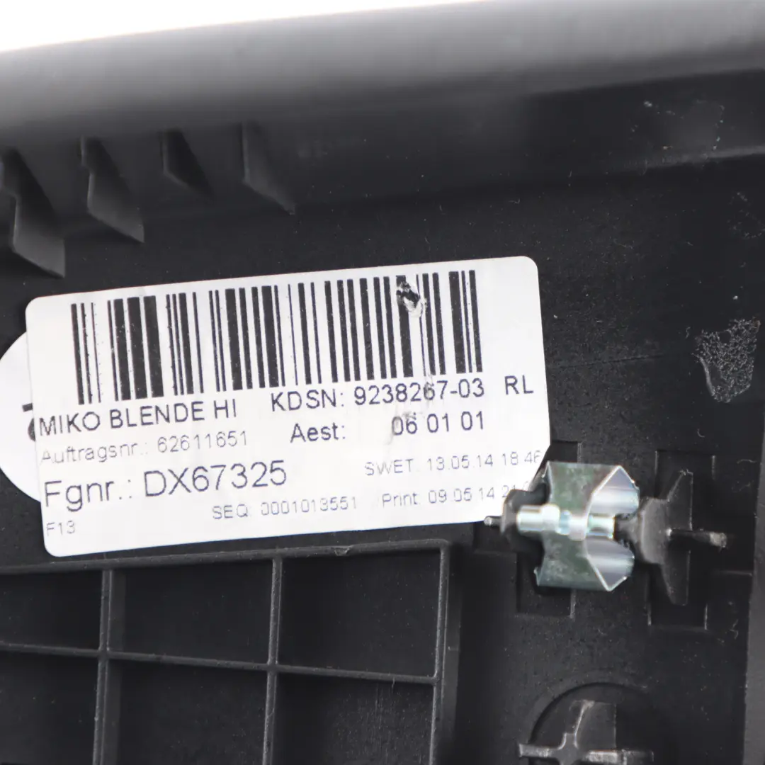 BMW F13 Rear Centre Console Cover Panel Schwarz Black Leather - SKU 9238267 - Part number 9238267