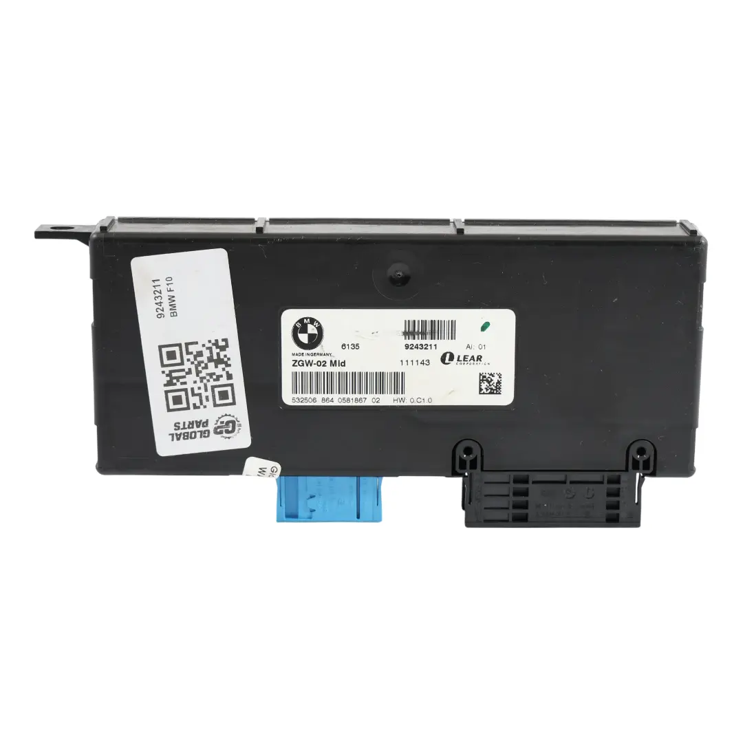 Module Passerelle Centrale BMW F10 F11 ECU Unité Lear ZGW-02 Mid pour à propos du numéro de pièce 9243211 Module Passerelle Centrale BMW F10 F11 ECU Unité Lear ZGW-02 Mid - SKU 9243211 - Numéro de pièce 9243211