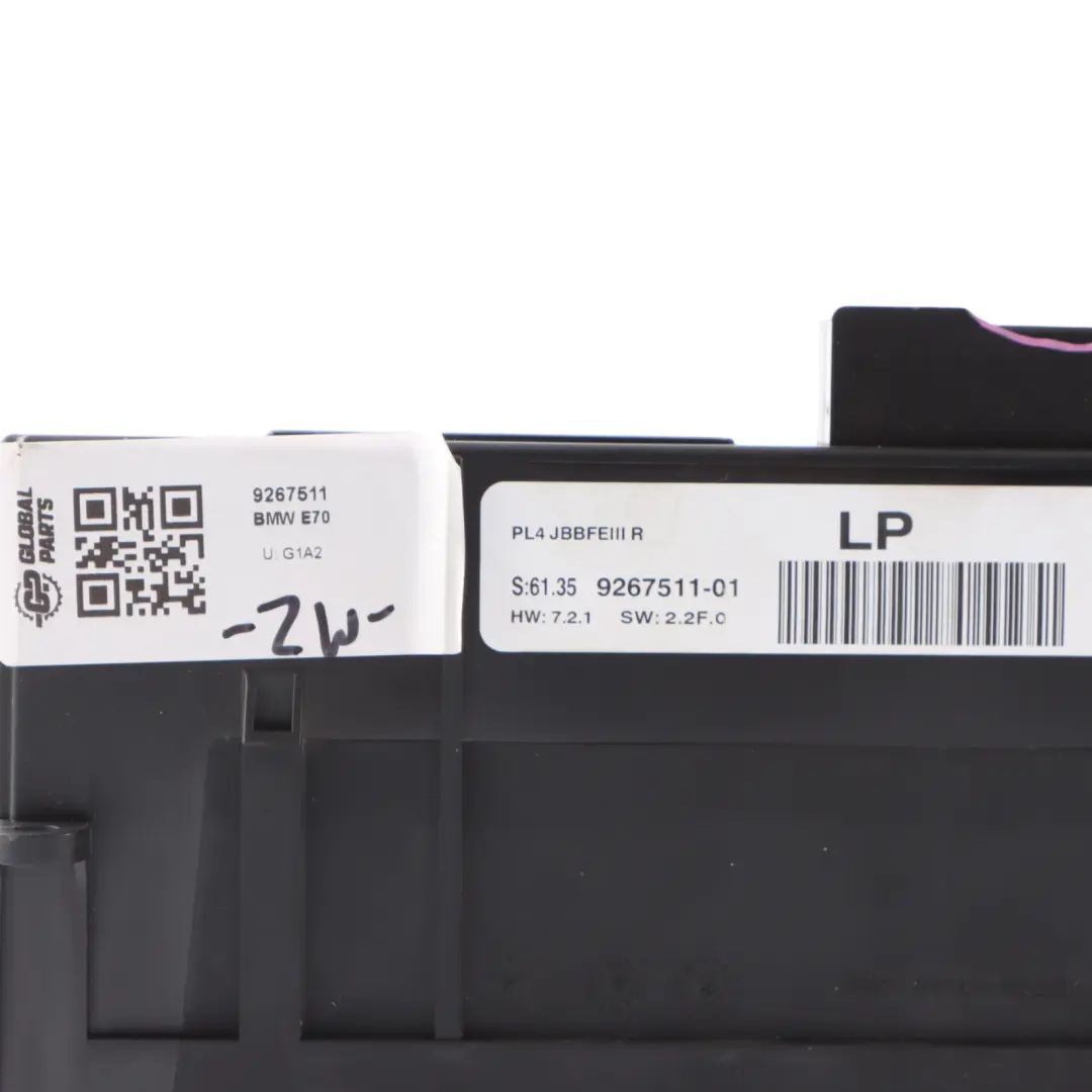 Módulo Control Carrocería Principal Unidad ECU JBBFEIII R LP para BMW X5 E70 con número de pieza 9267511 BMW X5 E70 Módulo Control Carrocería Principal Unidad ECU JBBFEIII R LP - SKU 9267511 - Número de pieza 9267511