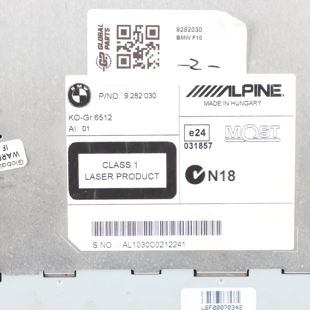 Radio Player BMW F10 F11 Alpine CD Champ Head Unit Controller to with Part number 9282030 Radio Player BMW F10 F11 Alpine CD Champ Head Unit Controller - SKU 9282030 - Part number 9282030