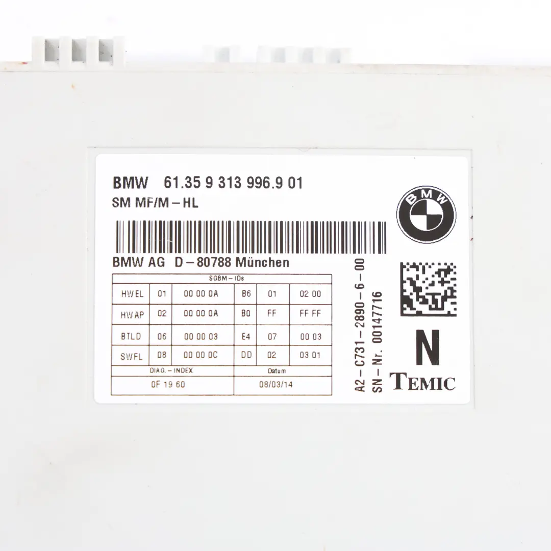 Modulo Di Controllo Centrale Unità ECU per BMW F10 LCI con numero di parte 9313996 BMW F10 LCI Modulo Di Controllo Centrale Unità ECU - SKU 9313996 - Numero di parte 9313996