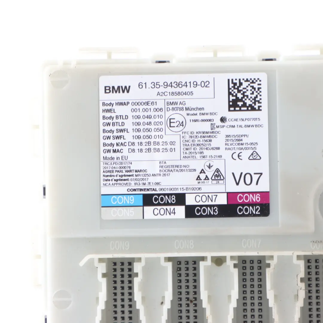 BMW X4 M F98 Body Control Module Domain Controller Unit BDC ECU - SKU 9436419 - Part number 9436419