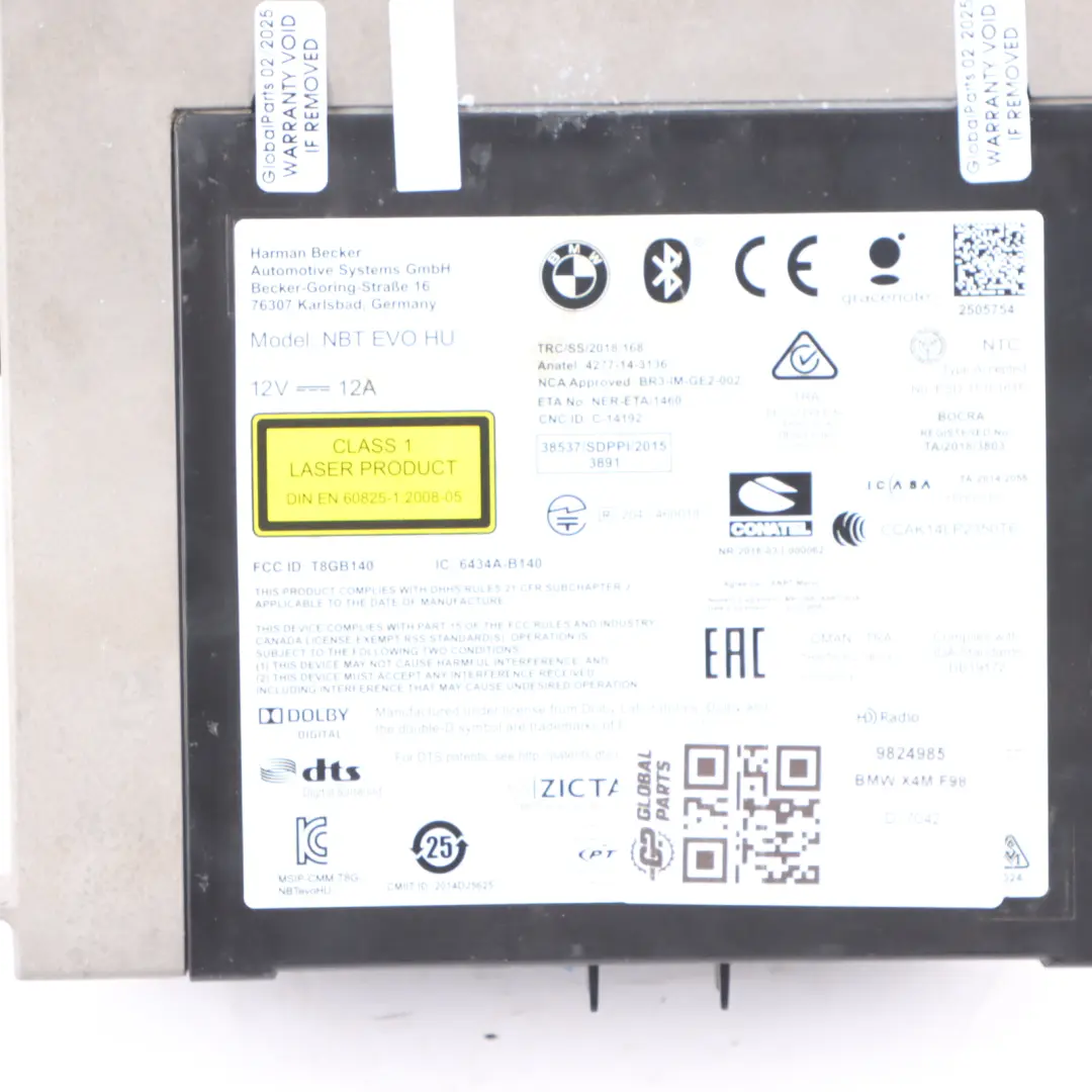 BMW F22 F32 X4M G02 F98 CD Player Radio Audio Sat Nav Navigation - SKU 9824985 - Part number 9824985