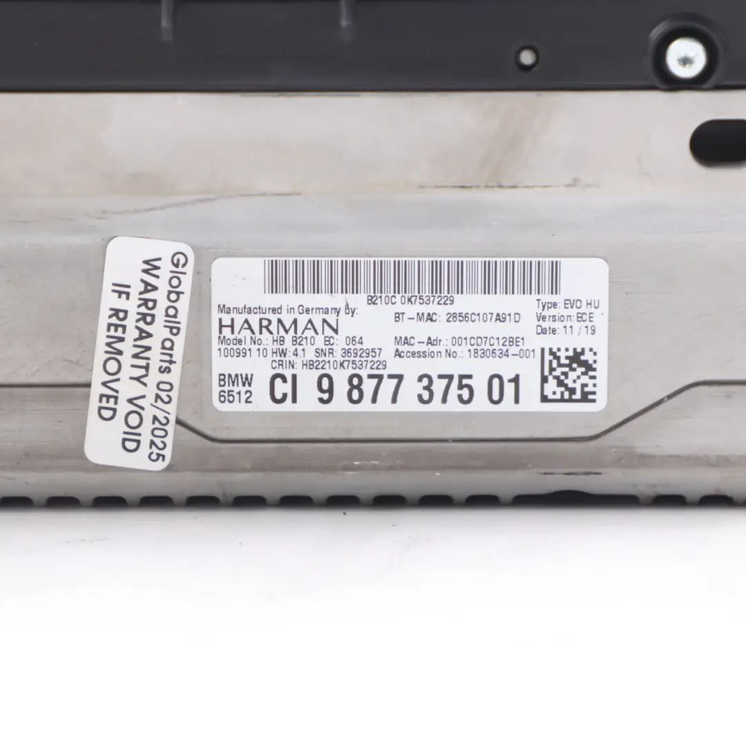 Navigation Head Unit Sat Nav High to BMW F20 F21 F30 F31 LCI G30 G31 G11 with Part number 9877375 BMW F20 F21 F30 F31 LCI G30 G31 G11 Navigation Head Unit Sat Nav High - SKU 9877375 - Part number 9877375