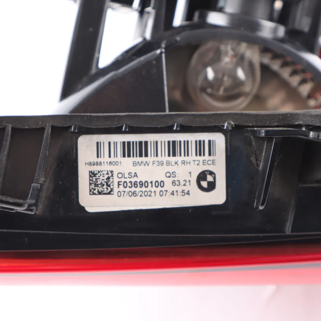 BMW X2 F39 Rear Light Lamp In Trunk Lid Tailgate Right O/S F03690100 - SKU 9881160 - Part number 9881160