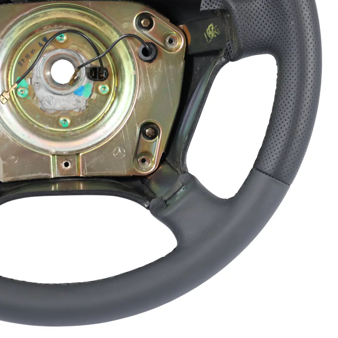 Mercedes W124 C124 NEW Black Leather Steering Wheel Black Threads - SKU A1294601903-1 - Part number A1294601903