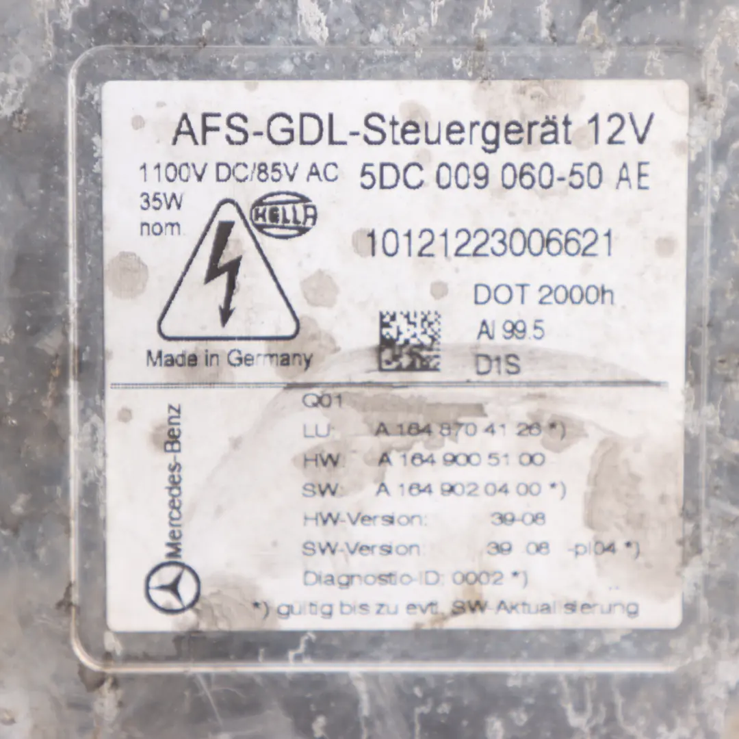 Headlight Ballast Mercedes ML W164 GL X164 Xenon Control Unit Module to with Part number A1648704126 Headlight Ballast Mercedes ML W164 GL X164 Xenon Control Unit Module - SKU A1648704126 - Part number A1648704126