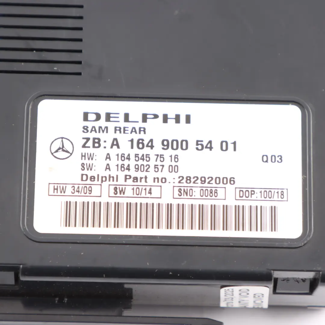 Mercedes ML W164 W251 Rear SAM Module Control Unit ECU - SKU A1649005401 - Part number A1649005401