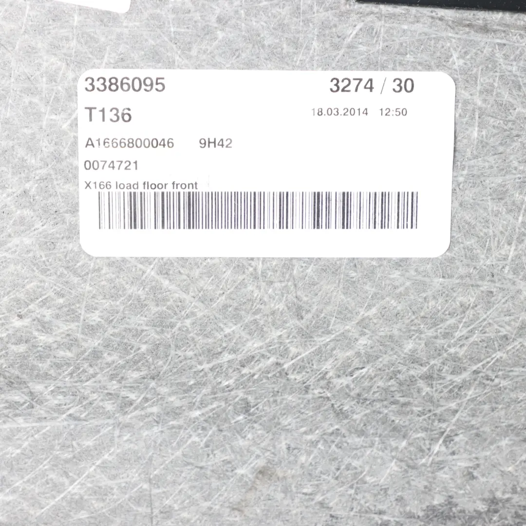 Boot Loading Floor Carpet Trim Panel Cover Trunk Black to Mercedes X166 with Part number A1666800046 Mercedes X166 Boot Loading Floor Carpet Trim Panel Cover Trunk Black - SKU A1666800046 - Part number A1666800046