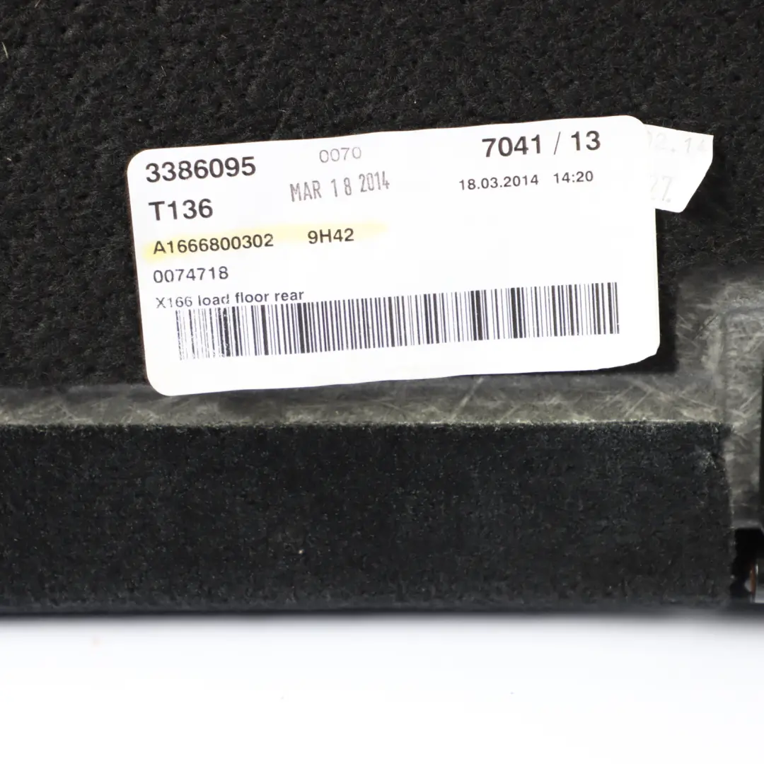Boot Loading Floor Carpet Trim Panel Cover Trunk Black to Mercedes X166 with Part number A1666800302 Mercedes X166 Boot Loading Floor Carpet Trim Panel Cover Trunk Black - SKU A1666800302 - Part number A1666800302