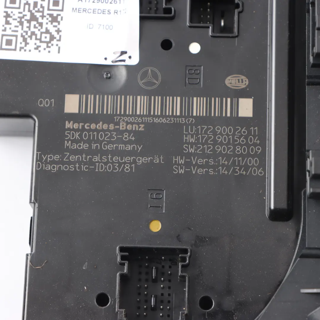 Mercedes SLK R172 Rear Fuse Box Relay Control Unit SAM Body Module - SKU A1729002611 - Part number A1729002611
