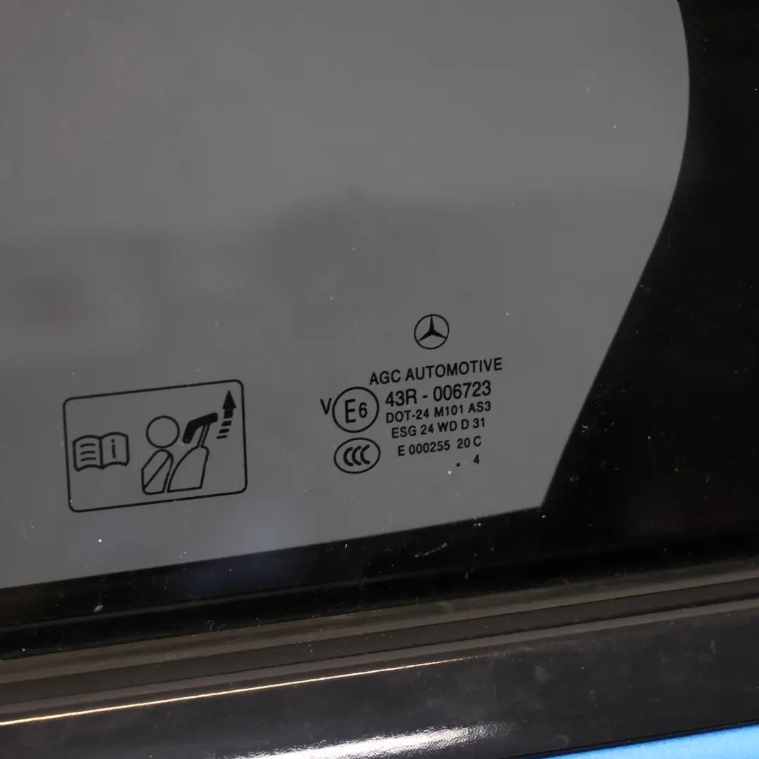 Door Rear Left N/S A-Class South Seas Blue Metallic - 162 to Mercedes W176 with Part number A1767300105 Mercedes W176 Door Rear Left N/S A-Class South Seas Blue Metallic - 162 - SKU A1767300105-SSB - Part number A1767300105